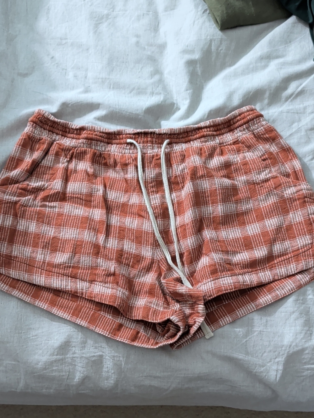Rip Curl Rust and White Plaid Lounge Shorts